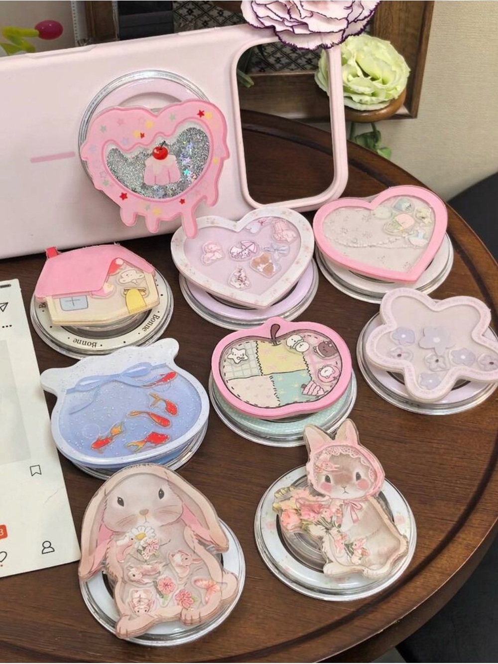 🐰Lop Ears Rabbit Quicksand Style Rotatable Popsocket🐰 - Picture 3 of 9